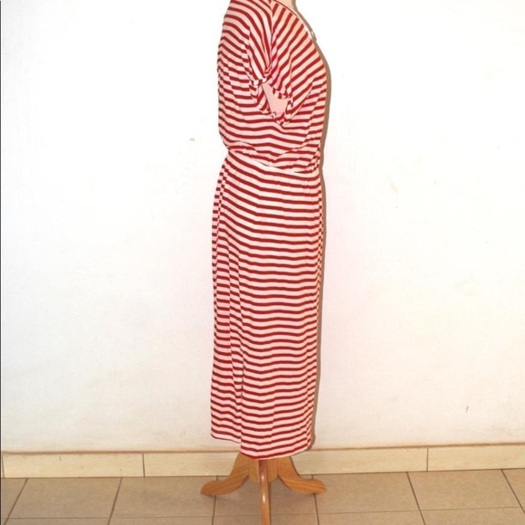 Short sleeves H&M red and white horizontal stripes modal blend jersey dress L - Picture 3 of 4